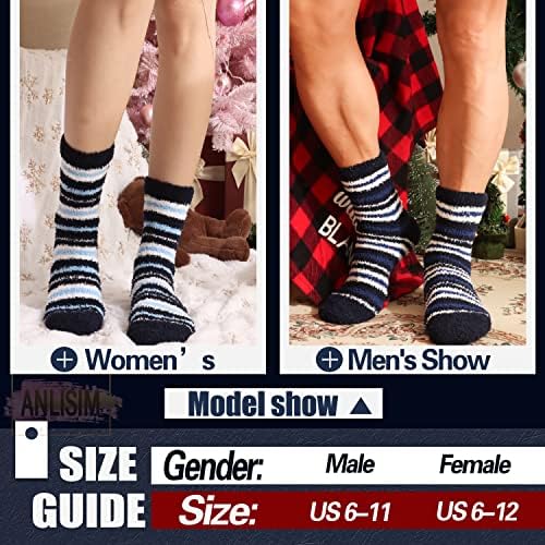 Anlisim Fuzzy papuče čarape non Slip / Skid bolnica čarape sa koštac Unisex Fluffy topla zima udoban kabina Meki San Home Socks