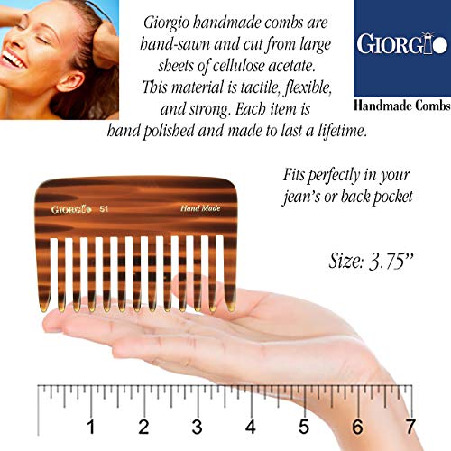 Giorgio G51 mali češalj za raspetljavanje kose u putnoj torbici, džepni češalj sa širokim zupcima za gustu kovrčavu