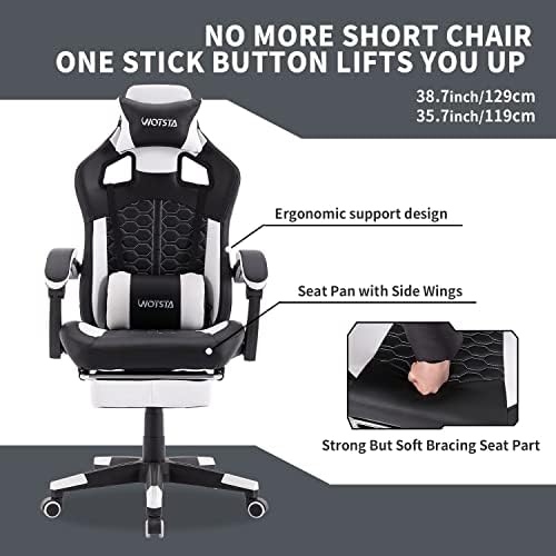 WOTSTA velika i visoka stolica za igranje sa osloncem za noge, ergonomska stolica za igranje računara