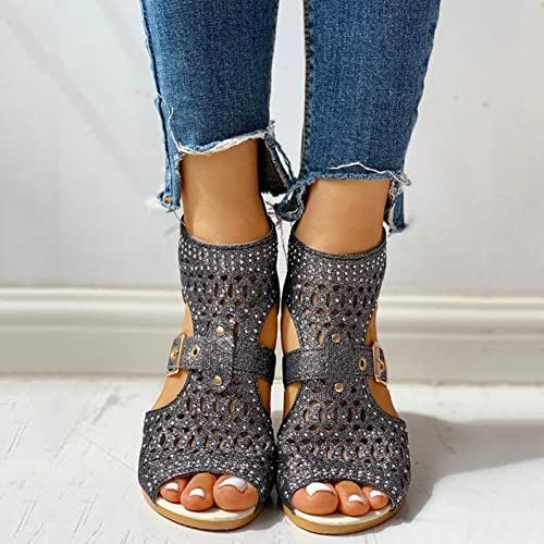 Masbird Sandale za žene Ležerne ljetne ženske sandale izdužene zatvarače patentne kaiševe sandale