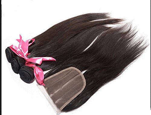 2018 Popular DaJun Hair 8A 3 Way čipkasto zatvaranje sa snopovima ravno Malezijski Virgin Hair Bundle ponude 3bundles i zatvaranje prirodna boja 8zatvaranje+121414potka
