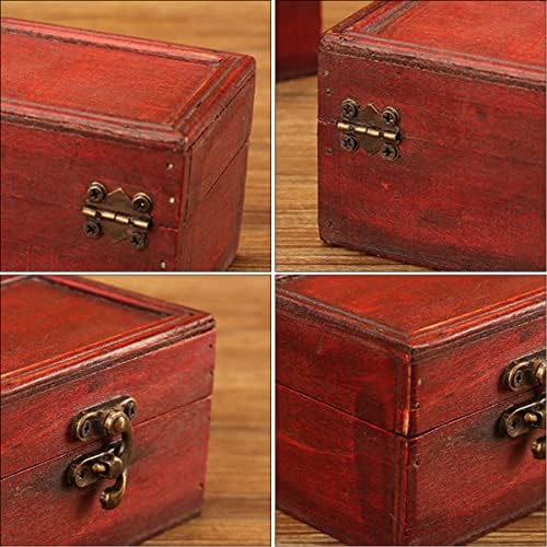 Veemoon Drvena kutija drvena kutija drvena kutija prsten nakit Vintage Drvena kutija za blago kutija