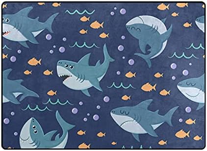 BAXIEJ Cartoon Marine Sharks veliki meki tepisi rasadnik Playmat prostirka za igru za djecu soba za igru spavaća soba dnevni boravak 63 x 48 inča, Kućni dekor prostirka
