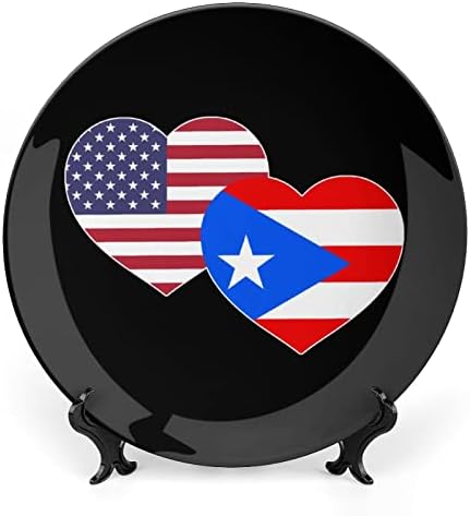 Američka puerto rico srce personalizirane kosti porculan prilagođenim keramičkim ukrasnim pločama Početna Okrugla ploča sa ekran štandom 10 inča
