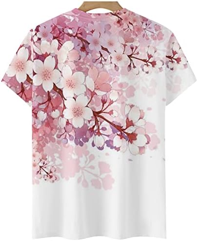 pbnbp ženske modne Tee štampane okruglog vrata labave bluze za svakodnevno nošenje Ombre kratki rukav cvjetne ljetne košulje Blusas