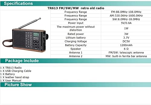 XXXDXDP prijenosni Retro Radio FM / AM / SW 3 Trake za starije osobe Podrška TF kartica USB punjenje Stereo