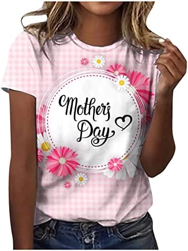 Ženska Sretna majica Majčin dan Slatka pismo štampana grafička Tee Casual kratki rukav Crewneck Tops praznična bluza