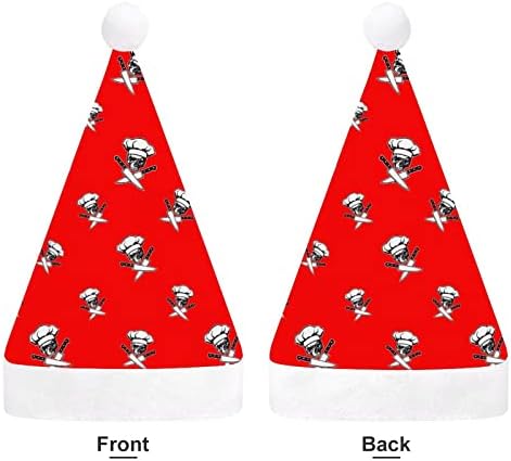 Lobanja Chef Funny Božić šešir Santa Claus kape kratki pliš sa bijelim manžetama za Božić odmor Party ukras zalihe