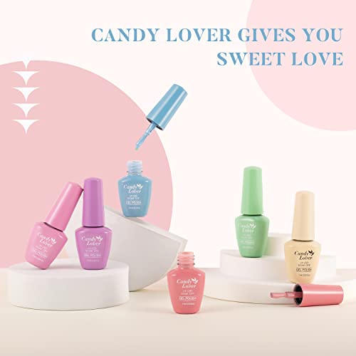 Candy Lover gel Set lakova za nokte, 6 Macaroon proljetnih ljetnih boja, UV LED namočite Nai Poljski Gel, Nail Art DIY Salon pokloni za žene djevojke, GH-07