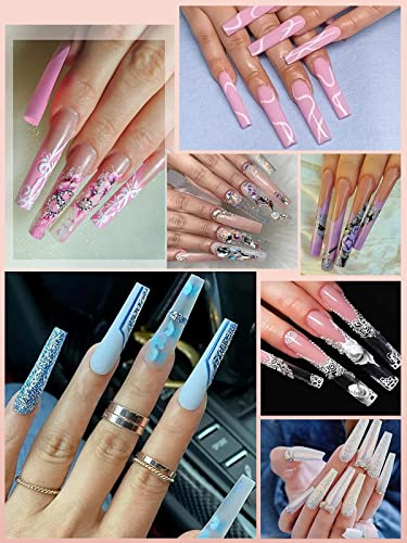480kom Clear Acrylic nail Tips, Long C Curve & Coffin Nail Savjeti za akrilne Nails profesionalni