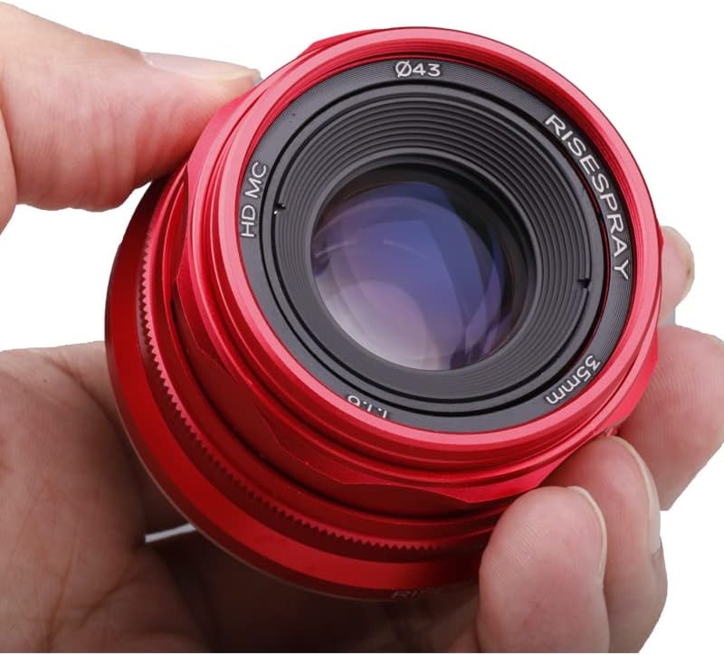 RISESPRAY 35mm F1.6 Mini APS-C objektiv za Sony Panasonic Fujifilm Olympus Canon Nikon kamera bez ogledala Crvena
