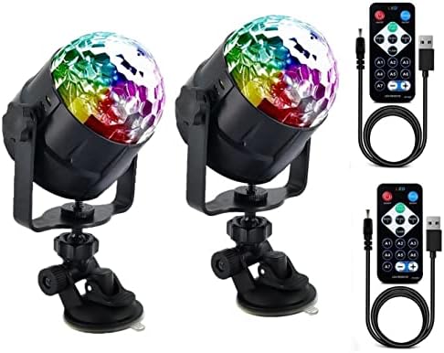 Lancoon Party Strobe, 2 paket zvučna muzika aktivirana USB utikač RGB 7 boja Promjena disko-ball lampe sa daljinskim upravljačem Prijenosni vanjski zatvoreni za kućni prostor Car Car Karaoke Dancing Club Show
