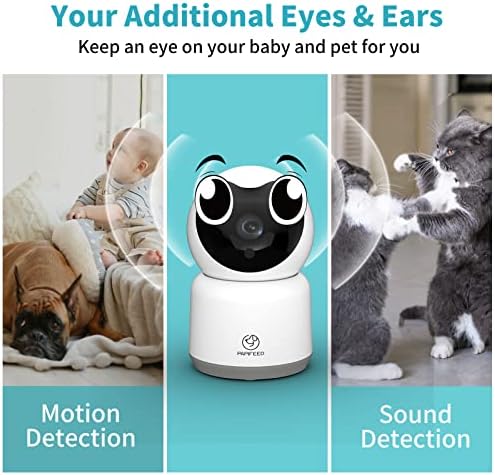 Papifeed PET kamera zatvorena sigurnosna kamera, 1080p HD 5 / 2.4GHz WiFi Home Camera za mačku / pseće / bebu monitoring sa telefonskim aplikacijom Dvosmjerni audio noćni vid Detekcija kompatibilna s Alexa i Googleom Home