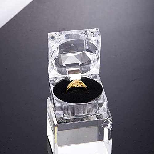 4 komada akrilna prstenasta kutija s jednim prstenom akrilna vitrina za nakit akrilna prstenasta kutija za prikaz prstenasta naušnica akrilna Poklon kutija akrilna vitrina za prstenastu naušnicu, 4,5 x 4,5 cm, Crna