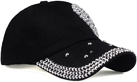 Sjajna bejzbol kapa za žene Pearl Loving Heart šešir za sunce Podesiva udobna Modna kapa s lobanjom Bling