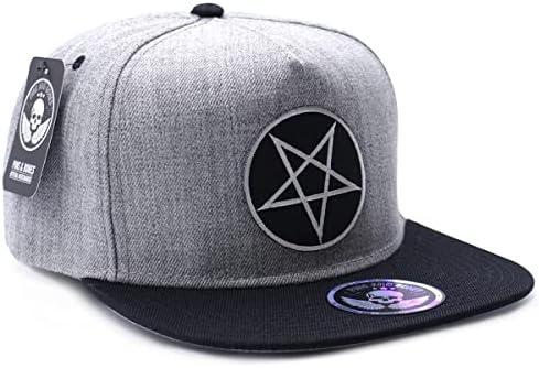 Igle & kosti Pentagram šešir, zvijezda, crn & Grey Gothic Snapback šešir, jedna veličina odgovara svima