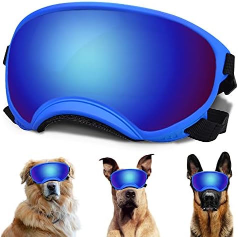 Velike sunčane naočale za pse s podesivim UV zaštitom od kaiševa, pobijedila na sunčanim naočalama za pse, pogodne za srednje čaše za kućne ljubimce za pse, pasa zaštita očiju