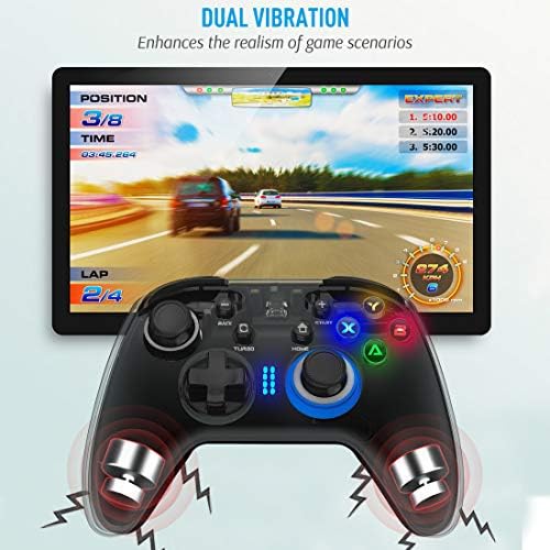 Forty4 Wireless Gaming Controller, Game Controller za PC Windows 7/8/10/11, PS3, Switch, dual-Vibration