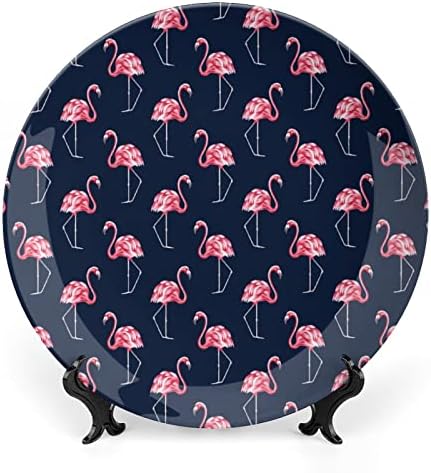 Prekrasna flamingo ukrasna ploča okrugla keramička ploča od kosti porculana s prikazom zadržljivosti