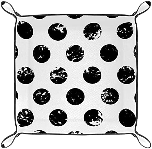 TACAMENG uredske pladnjeve, apstraktna polka tačka crno-bijeli geometrijski uzorak, kožna kutija za ladicu za čarape za čahure Mala ladica za kućnu kancelariju