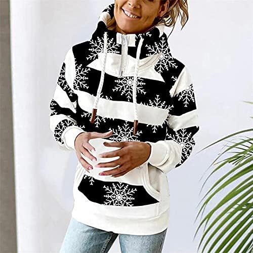Duksevi sa toplim puloverom za žene dugi rukavi sa prugama Print Tops Casual Fashion Drawstring Outwear