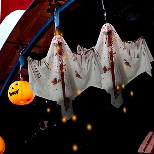 2pcs Halloween Dekoracije Ghost Light Up Ghosts Halloween Decor 2pcs viseći duh sa LED svjetlima, Scary
