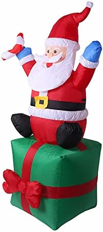 Božić na naduvavanje Santa Claus vanjski ukrasi, 6ft Blow Up Santa poklon kutija sa svijetlom toplom bijelom
