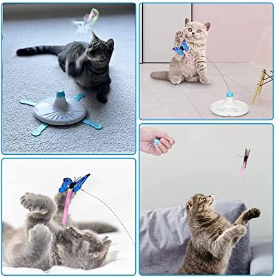 Pettom interaktivne mačke za unutrašnje mačke, punjiva automatska igračka mačaka sa 2pcs zamjenama, rotirajuće mačiće mačene igračke poklone za stimulaciju, zabavu, 8 u 1 više načinu