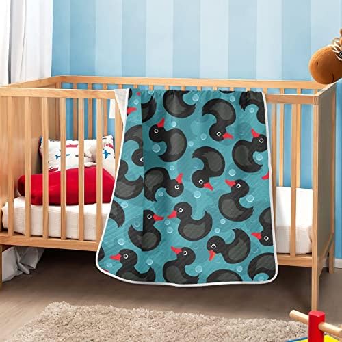 Swaddle pokrivac Crne patke Pamučna pokrivačica za dojenčad, primanje pokrivača, lagana mekana prekrivačica za krevetić, kolica, raketa, 30x40 u