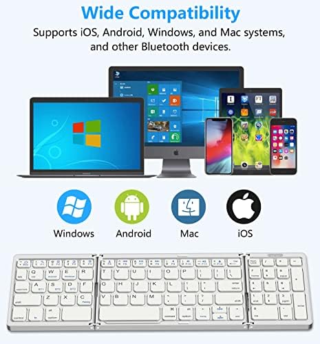 Erkovia sklopiva Bluetooth tastatura, sklopiva bežična prenosiva Tastatura sa numeričkom tastaturom, USB-C punjiva za iOS, Android, Windows sistem Laptop Tablet Tablet uređaj
