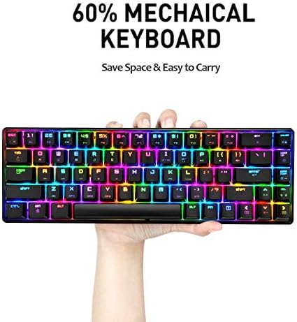 60% mehanička igračka tastatura i miš kombinacija sa mišem Bungee podloga za miš, Mini 68 tasteri žičani Tip C 18 efekti sa pozadinskim osvetljenjem,lagani RGB 6400dpi miševi sa saćem