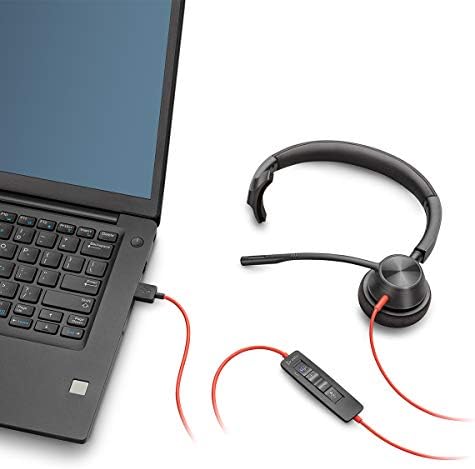 Poly Plantronics-Blackwire 3310 USB-a-Wired, slušalice sa jednim uhom sa bum Mic - USB-a za povezivanje sa računarom i/ili Mac - radi sa timovima,zum & više, crn, BW3310