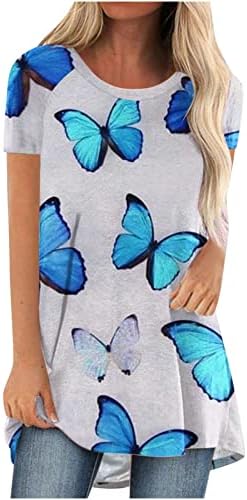 Ležerne tip Žene leptir za ispis bluza majica Summer Crew vrat kratkih rukava majice Lady Comfy soft vrhovi