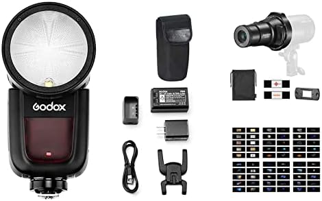 Godox V1-s Blic kamere sa okruglom glavom sa Godox ak-R21 kompletom za projekciju sa Godox AK-S kompletom