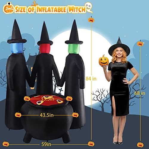 FINGUARD Halloween Dekoracije na otvorenom vještica na naduvavanje, 7ft vještica na naduvavanje Halloween, 3 vještice