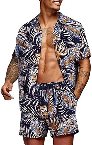 Muška havajska košulja 2pc setovi casual gumb dolje kratkim rukavima boemske ljetne košulje