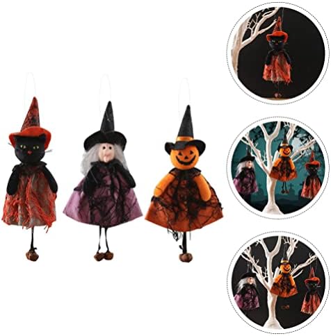 PRETYZOOM Halloween Ghost Hanging Dekoracije: 3pcs Scary Flying Pumpkin Witch crna mačka Ukleta kuća Privjesci za Halloween Haunted House Pub Party Dekoracije zalihe Favor