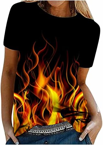 Ženska plamena od tiskanih usjeva Top Ležerne u trendovskoj majici kratki rukav okrugli vrhovi vrata za žene modne bluze