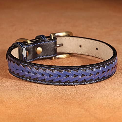 DISOG pletenica kožna ovratnica za male srednjeg psa, stilski mekani ovratnik za pse podesiv s D-prstenom