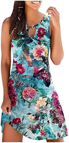 HTHJSCO Sundresses for Women Summer spring Tie Dye Print Mini Boho haljina 2023 slatka haljina za tuniku na plaži bez rukava