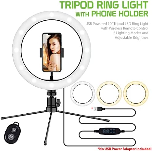 Svijetlo selfi prsten trobojno svjetlo kompatibilno sa vašim Samsung SM-T365 10 inča s daljinskim