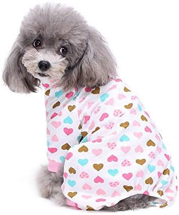 Zunea turtleneck pas pidžama za male pse štene pjs mekani pamučni kombinezoni kombinezon sa nogama udobnim slatkim ljubavnim srcem pidžama mačka za spavanje odjeća za spavanje odjeća XL