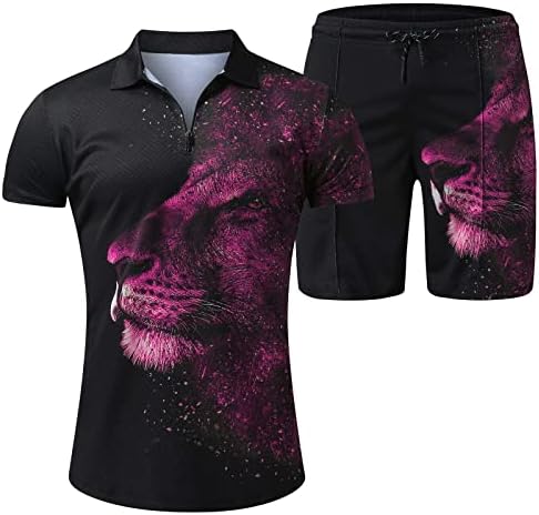 Muške kratke setove Outfits TrackSit 2 komad Ljeto Polos majica s kratkim rukavima + kratke hlače Postavite casual atletske sportske odijele