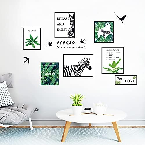 Zelene biljke okvir za fotografije zidne naljepnice, Iviooo svježe biljke zidne naljepnice od listova za dnevni boravak, uklonjivi posteri za zidni dekor zebre i monstere, dekoracija Doma za dječje sobe TV pozadina