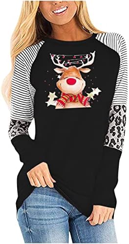 Ženski radovi vrhovi Crew vrat snjegovični uzorak pulover slobodni klasični božićni dugi božićni džemperi za žene