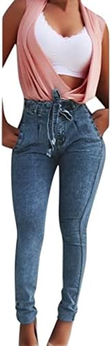 Jean helanke za žene sitne ženske farmerke rastezljive traper vezice tanke Casual pantalone visokog struka