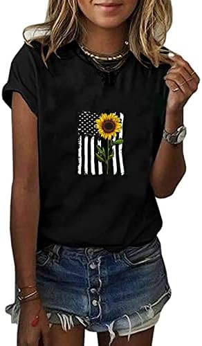 Ženska američka košulja za zastave Crew izrez kratki rukav USA 4. srpnja Zastava najpopularnijih povremenih patriotskih majica