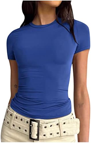 Ženska Mršava Uska Kratka Rukava Shirt Yoga Trening Vrhovi Za Trčanje Postavljeni Ispod Sloja Majice Za Izlazak Skraćena Tunika Tee