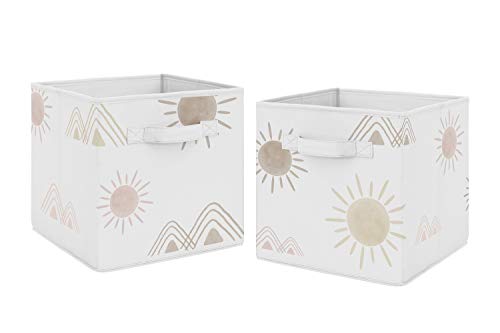 Sweet Jojo Designs Boho Desert Sun sklopiva tkanina za skladištenje Kockastih kutija kutije za organizatore igračke za djecu za djecu-Set 2-rumenila Pink Mauve Gold Taupe Bohemian akvarel planine Jugozapad