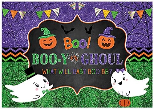 Allenjoy 7x5ft Halloween Boo-y ili Ghoul pol otkrivaju pozadina za Spooky Ghost Boo Baby tuš prtljažnik Trick or Treat bundeve kostimirane potrepštine dekoracije Banner Photo Booth rekvizite poklon pozadina
